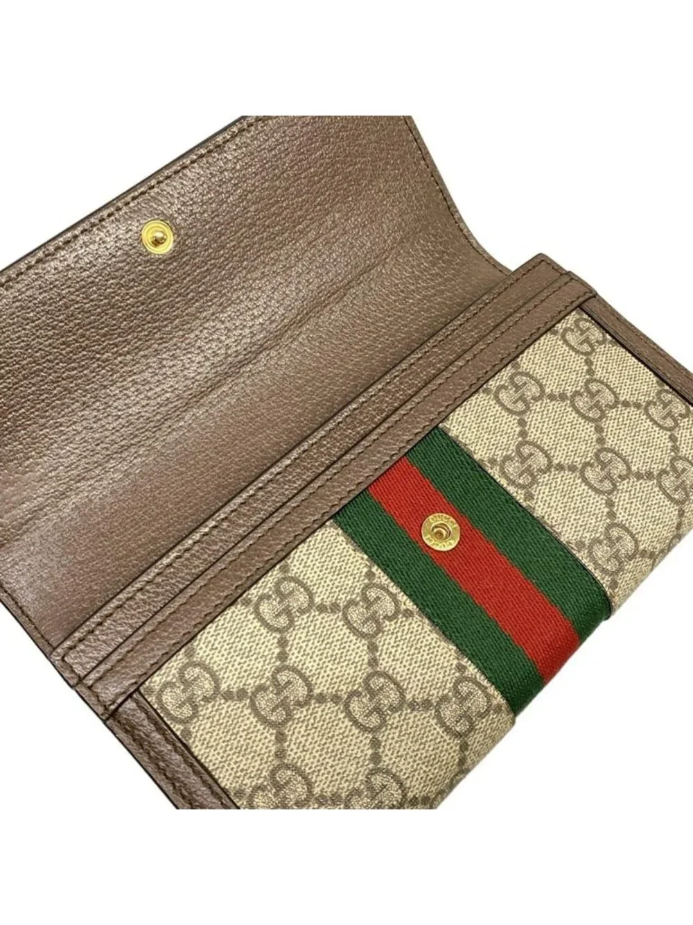 ★SOLD★ Gucci Wallet Ophidia Beige Ebony Dark Brown Leather - Picture 3 of 13